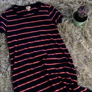 Xhilararion Tee ShirtDress Red White & Navy Stripe